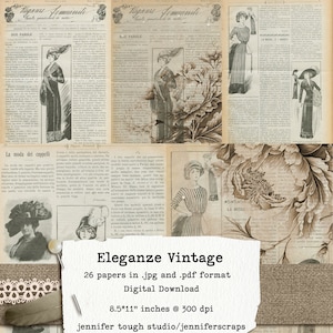 Vintage ephemera, Italiaans modetijdschrift 1911, 26 vintage digitale kranten, 8,5 x 11, 300 dpi, pdf/JPG