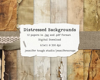 Time Worn Textures Digital Paper Pack, Distressed Backgrounds for Scrapbooking, Journals and Crafts, 12 Sheets, 8.5x11, 300dpi, PDF/JPG