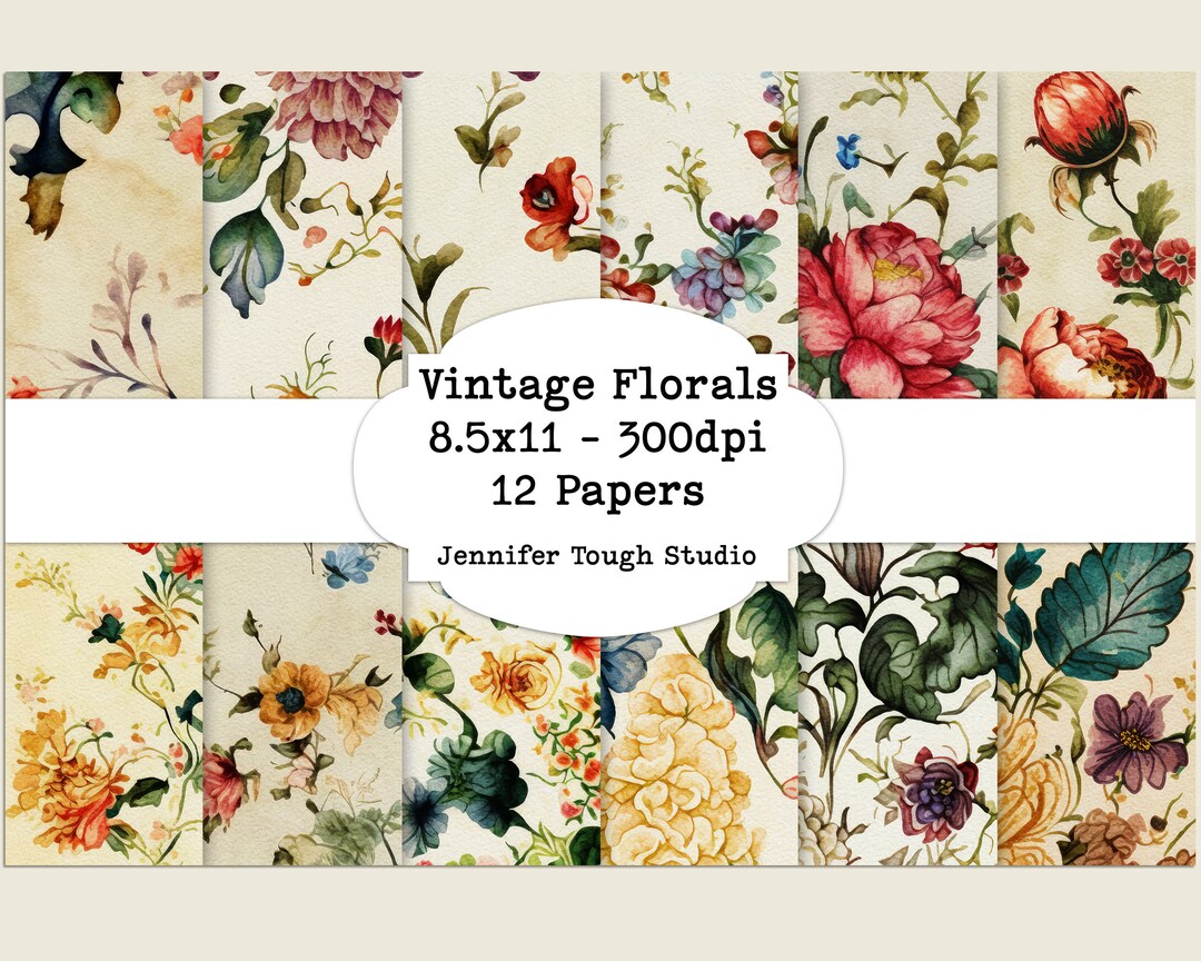 Vintage Floral Paper: 8.5x11 Printable Scrapbook Paper (digital ...