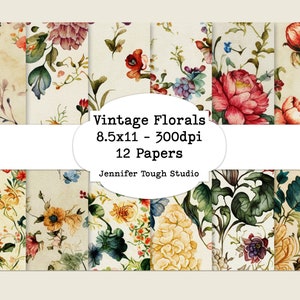 Vintage Floral Paper: 8.5x11 Printable Scrapbook Paper (Digital Download)