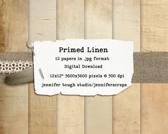 Primed Linen Texture Paper Pack, 12x12 inches, digital papers for journals, scrapbooking, backdrops, paper crafts, commercial use