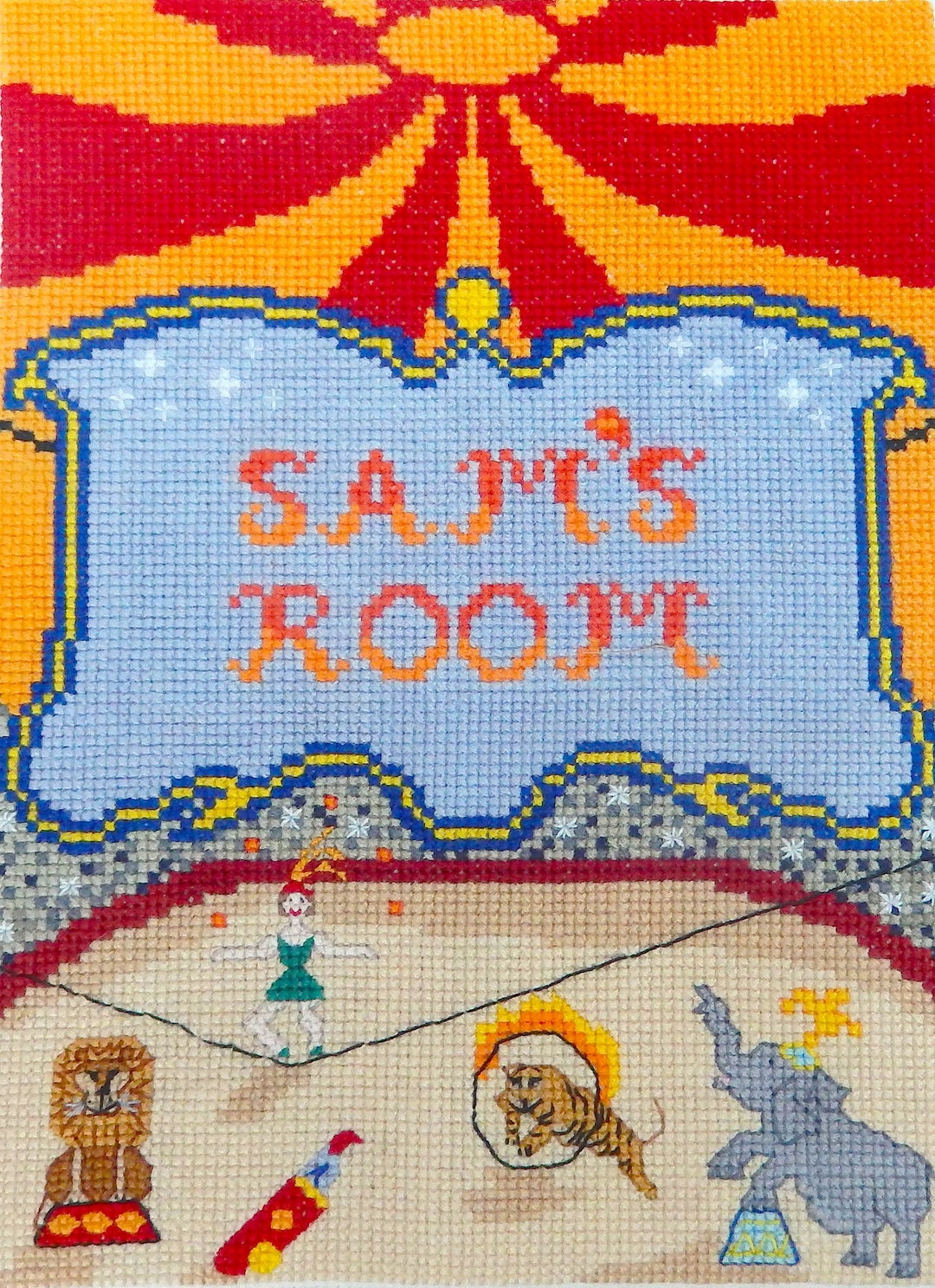 Counted Cross Stitch Name Plate PDF Design Download Circus Etsy UK
