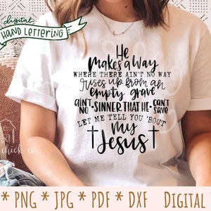 Let Me Tell You Bout My Jesus SVG | Hand Lettered Christian SVG PNG | faith religious worship sublimation design | digital download