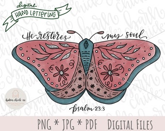 Watercolor Butterfly PNG | Christian Hand-Lettered Design (Digital Download)