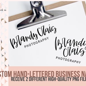 May include: Two digital files of a hand-lettered business name, "Brandy Craig Photography", in black text on a white background. The text is displayed in two different styles.