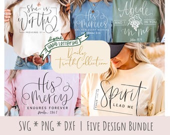 Christian Bible Verse SVG PNG Bundle: Hand-Lettered Designs (Digital Download)