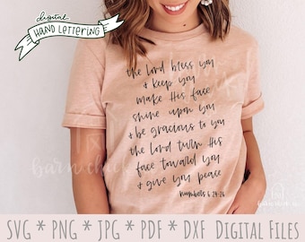 Christian SVG | the blessing worship | Lord bless and keep you | Hand lettered in the USA | faith sublimation PNG design for shirts church