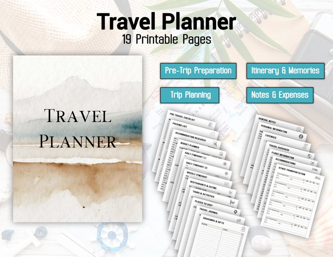 Travel Planner Printable PDF Trip Planner Itinerary Planner Vacation ...