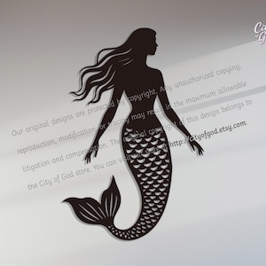 Metall Meerjungfrau Wandkunst: Modernes rustikales Silhouette-Dekor