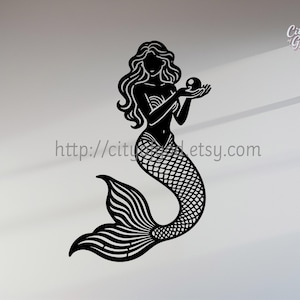 Metall Mermaid Wand-Dekor: Moderne Perle Silhouette Kunst