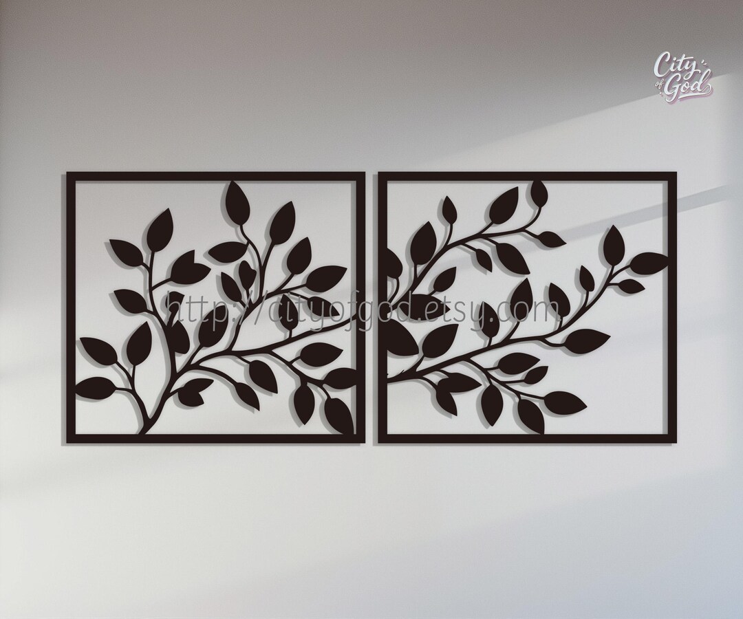 Metal Tree Branch Wall Art: Modern Set 2 Bough Leaf Decor - Etsy