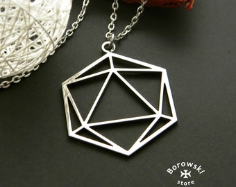 Pendant /& Chain Square Diamond Geometric Silver One-Sided Glass Frame Necklace