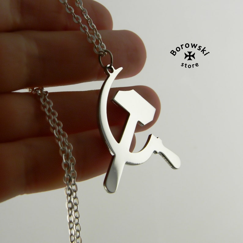 Hammer and sickle pendantUSSR necklace stainless Etsy