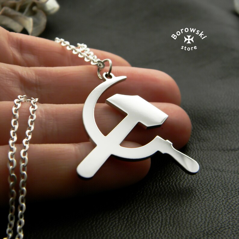 Hammer and sickle pendantUSSR necklace stainless Etsy
