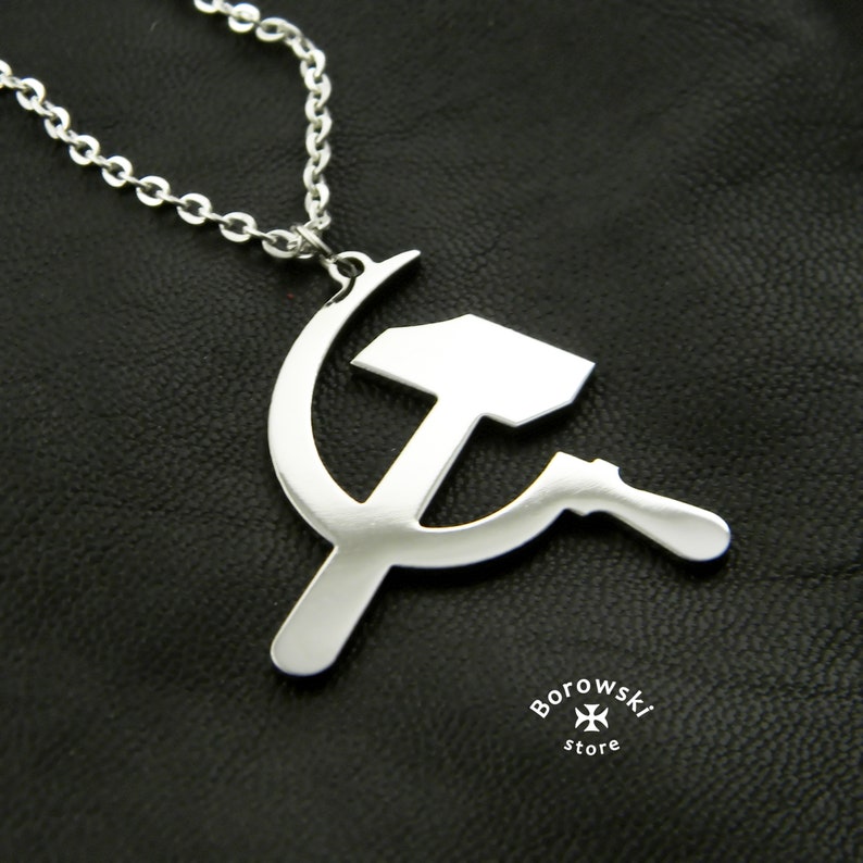 Hammer and sickle pendantUSSR necklace stainless Etsy