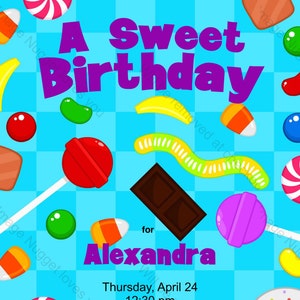 Candy Birthday Invitation - printable design, customizable, instant download For Boys or Girls Sweet Treat Candy Birthday
