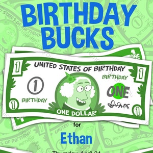 Dollar Bills Money Birthday Invitation - printable design, customizable, instant download For Boys or Girls Money or Finance Party