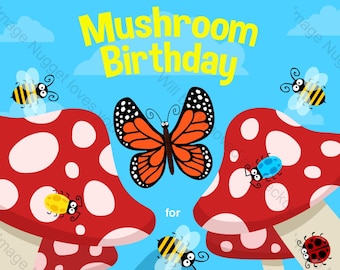 Mushroom Birthday Party Invitation - PRINTABLE birthday invite | Personalized invitation | DIY | Custom Invite | Instant download | 5x7