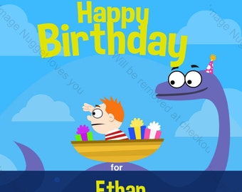 Loch Ness Monster Birthday Invitation - printable design, customizable, instant download For Boys or Girls Loch Ness Dinosaur Party