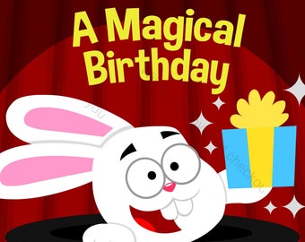 Magicians Rabbit in a Hat Birthday Party Invitation - printable birthday invite for a magic themed birthday