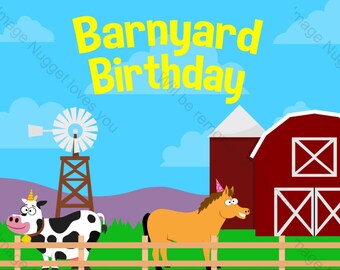 Barnyard Birthday Invitation for Country Kids - printable design, customizable, instant download For Boys or Girls Barnyard animal party