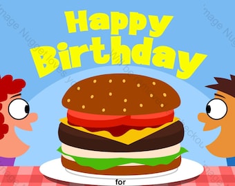 Hamburger Fast Food Birthday Party Invitation - printable birthday invite for a Kid's Fast Food Birthday Party or with Hamburgers