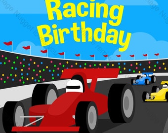 Race Car F1 Birthday Invitation - printable design, customizable, instant download For Boys or Girls Formula 1 Race Track party GoKart Party