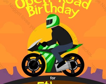 Motocycle Birthday Party Invitation - printable birthday invite for a Kid's  Dirtbike or Motorcycle Birthday Party