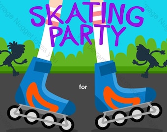 Roller Blading Birthday Invitation - printable design, customizable, instant download For Boys or Girls Skating Party