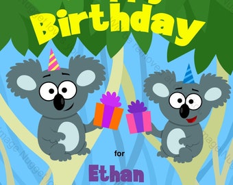 Invitación de fiesta de cumpleaños de oso Koala - invitación de cumpleaños imprimible para una fiesta temática australiana o Koala para niños