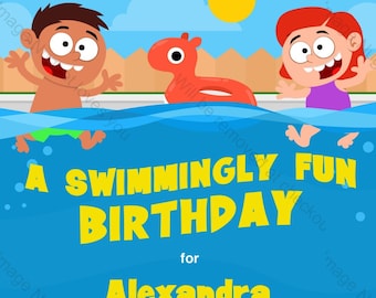 Swimming Birthday Invitation - printable design, customizable, instant download For Boys or Girls Summer Pool Birthday Party