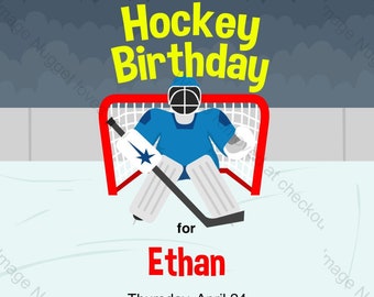 Ice Hockey Birthday Invitation - printable design, customizable, instant download For Boys or Girls Hockey Party