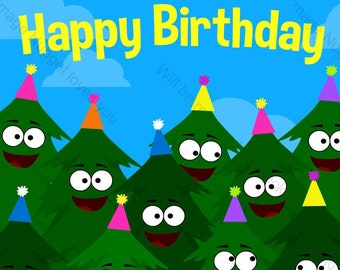 Tree Forest Birthday Party Invitation - printable birthday invite for a Boys or Girls Tree or Park Birthday Party