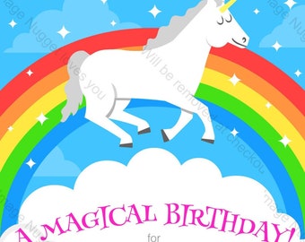 Unicorn Rainbow Birthday Invitation - printable design, customizable, instant download For Boys or Girls Birthday Party