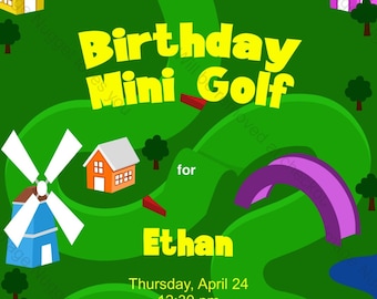 Mini Golf Birthday Invitation - printable design, customizable, instant download For Boys or Girls Putt Putt Party