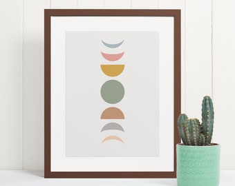 Boho Moon Phases print | PRINTABLE art | Minimalist Decor | Abstract Design | Modern Wall Art | Home Decor | Minimal Design | Contemporary