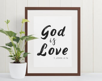 God is Love print | PRINTABLE art | Minimalist Decor | Religious Quote | Modern Wall Art | Bible Verse Art | Christian Art | Christian Print