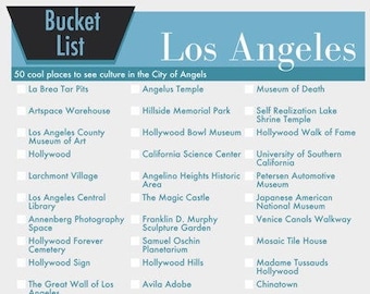 Bucket List Los Angeles LA Bucket List in Your Choice of Color Wall Art Bucket List printable desertdigital 8x10 Gift INSTANT DOWNLOAD