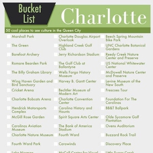 Lista de cubo Lista de cubo de Charlotte North Carolina en su elección de COLOR Arte de pared Lista de cubo imprimible digital 8x10 Regalo DESCARGA INSTANTÁNEA