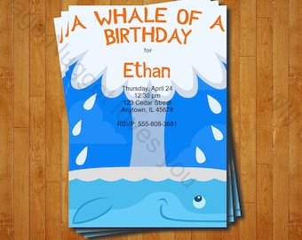 Whale Party Invitation - printable birthday invite for an Ocean Birthday Party