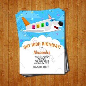 Airplane Party Invitation - printable birthday invite for an Aviator Theme Birthday Party