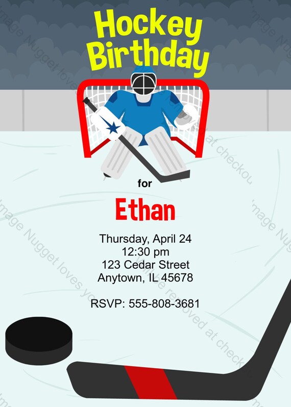 Ice Hockey Birthday Invitation Printable Design | Etsy