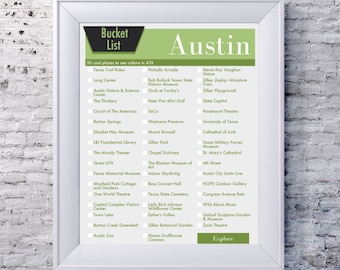 Bucket List Austin Texas Christmas Bucket List in Your Choice of COLOR Wall Art Bucket List printable digital 8x10 Gift INSTANT DOWNLOAD