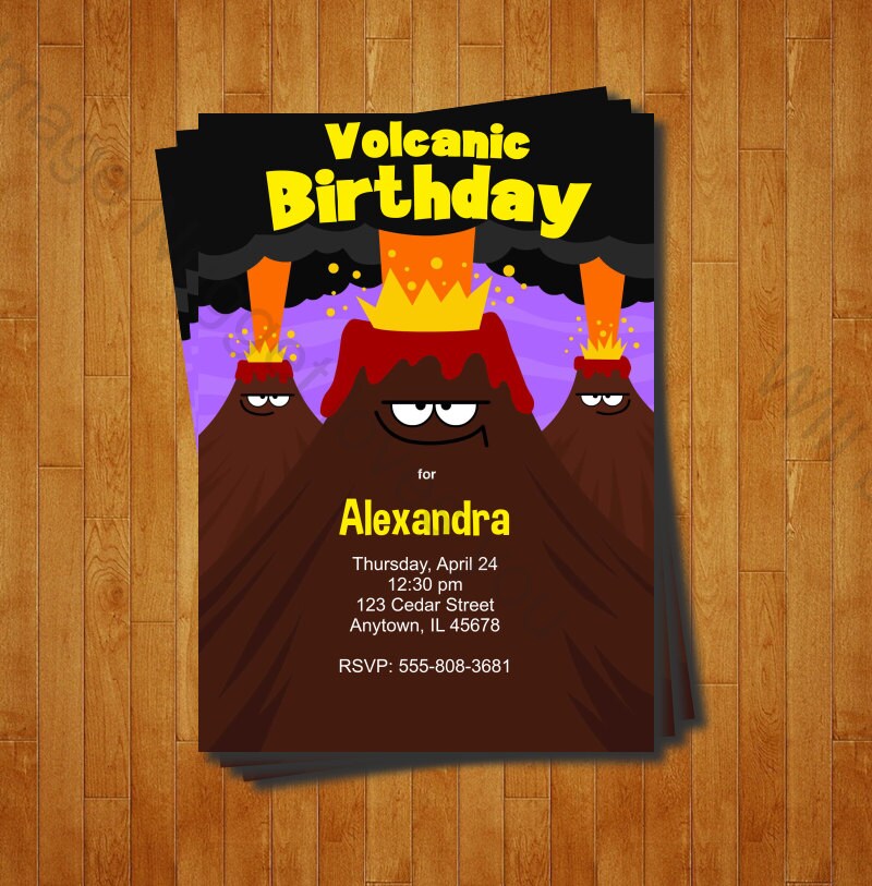 12 Pièces/set Invitations Pour Anniversaire Volcan : Comprend