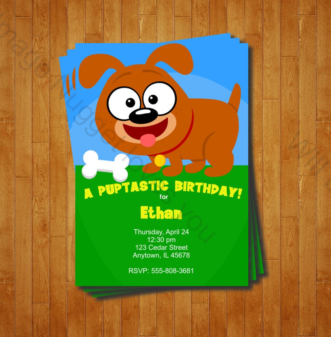 Puppy Birthday Invitation - Printable Birthday Invite for a Cute Puppy ...