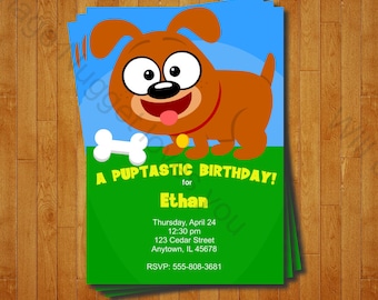 Puppy Birthday Invitation - printable birthday invite for a  Cute Puppy Birthday Party