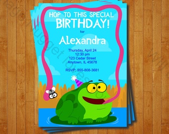 Frog Party Invitation - printable birthday invite for a Frog Birthday Party