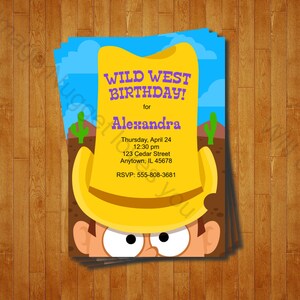 Cowboy Wild West Party Invitation - printable birthday invite for a Boys Western Birthday Party