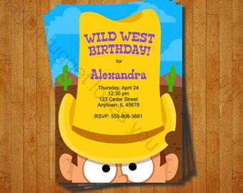 Cowboy Wild West Party Invitation - printable birthday invite for a Boys Western Birthday Party