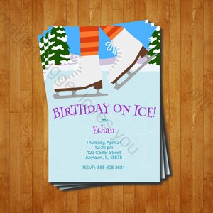 Ice Skating Party Invitation - printable birthday invite for an ice rink skating party